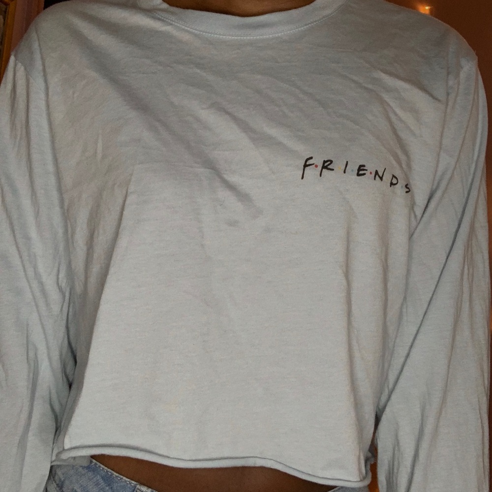 Tillys friends baby blue long sleeve crop top S